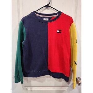 Youth Tommy Hilfiger Color Block Crewneck Sweatshirt Large Blue Red